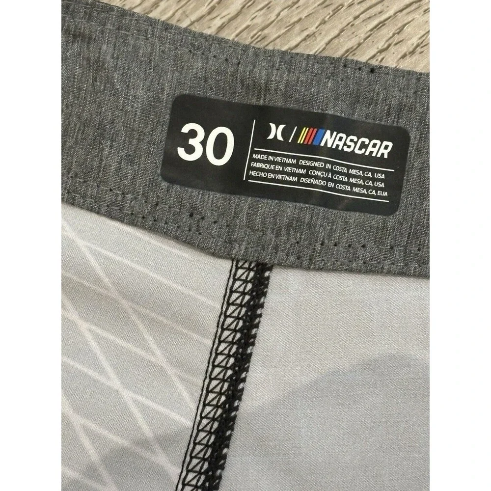 Hurley x Nascar Mens Board Shorts Phantom‎ Racetrack Swim Size 30 Black